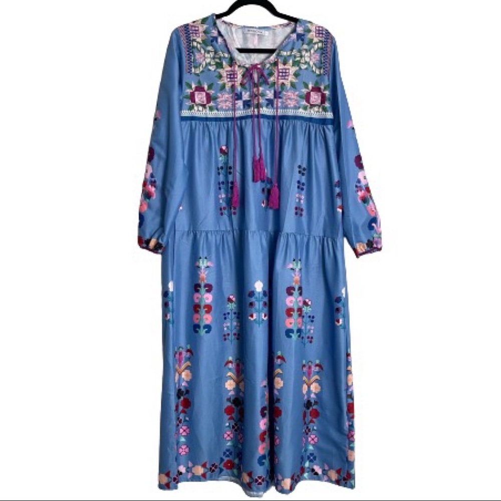 Misslook Boho Style Maxi Dress with Long Sleeves